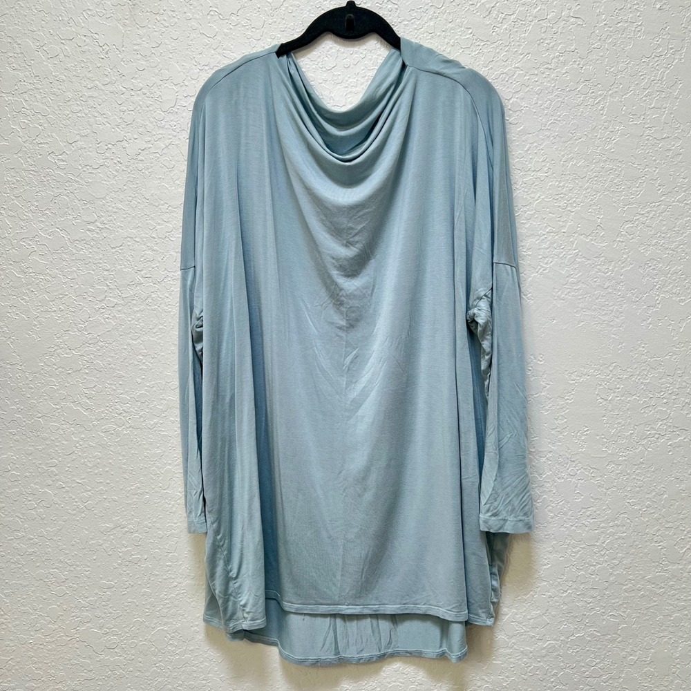 Bryn Walker XL Blue Micro Modal Cowl Neck Long Sleeve Tunic Top Lagenlook USA